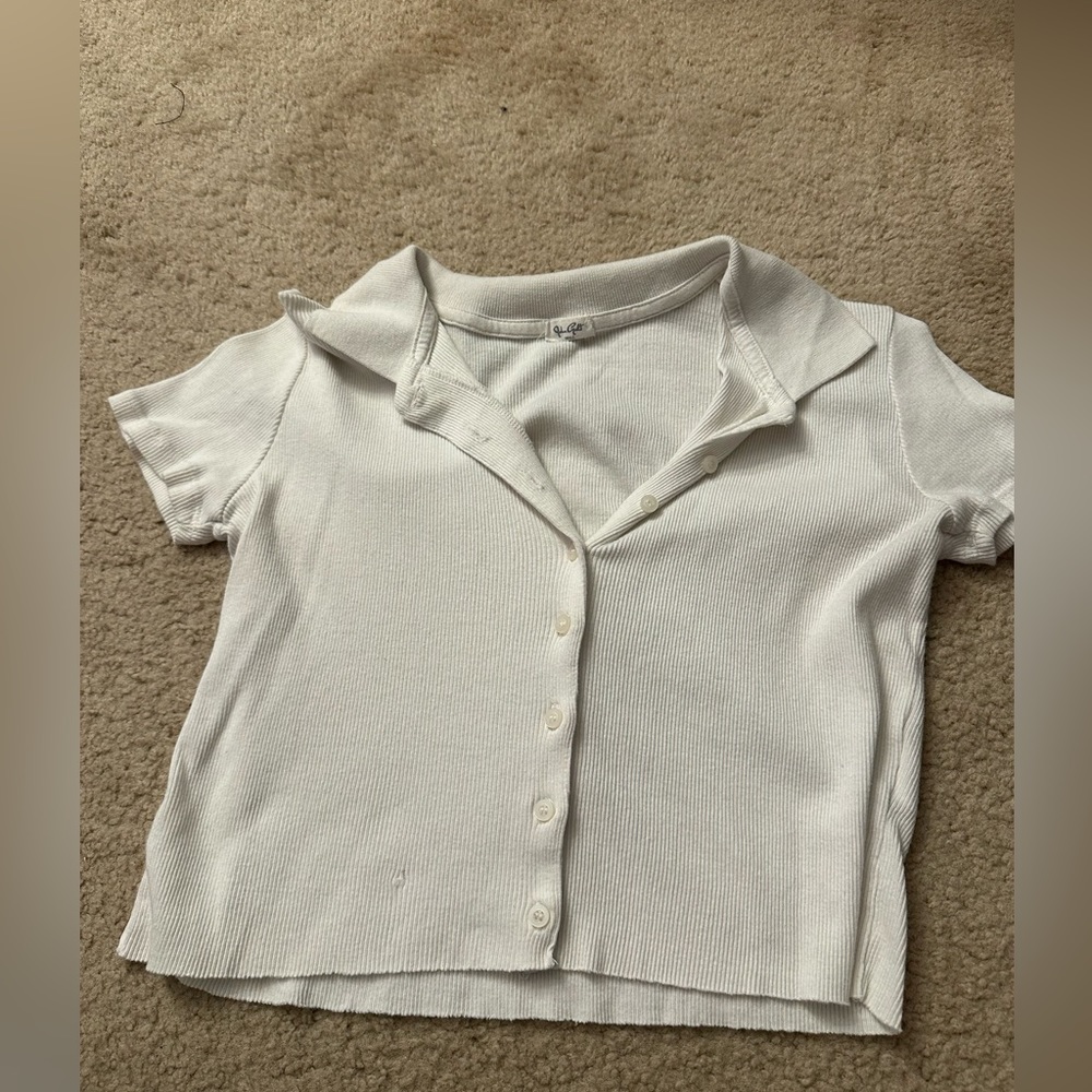 White button down tee